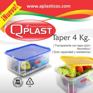 TAPER PURA VIDA TRANSP CON TAPA COLOR RECTAN 4KILOS