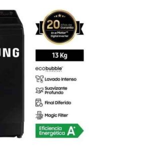 LAVADORA ECOBUBBLE SAMSUNG 13KG NEGRO WA13CG5441BV