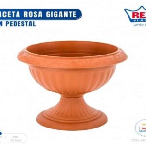 MACETA ROSA GIGANTE CON PEDESTAL