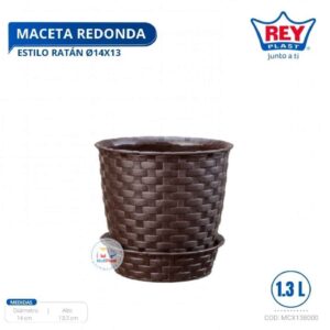 MACETA REDONDA ESTILO RATAN Ø14X13 CM