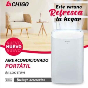 AIRE ACONDICIONADO PORTATIL 12,000 BTU/H FRIO SOLO 220V/1F/60HZ, CHIGO CP-12C