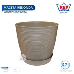 MACETA REDONDA ESTILO PIEDRA Ø29X27 CM