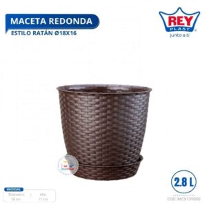 MACETA REDONDA ESTILO RATAN Ø18X16 CM