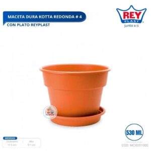 MACETA DURA KOTTA REDONDA # 4 C/ PLATO