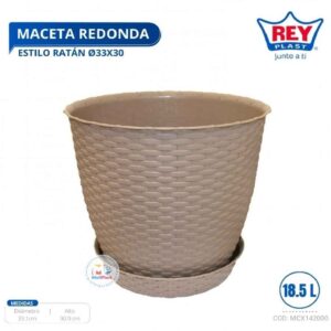 MACETA REDONDA ESTILO RATAN Ø33X30 CM