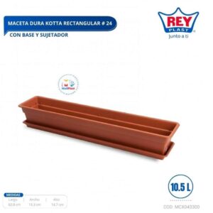 MACETA DURA KOTTA RECTANGULAR # 24 C/ BASE Y SUJETADOR