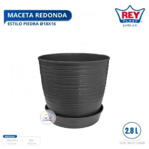MACETA REDONDA ESTILO PIEDRA Ø18X16 CM