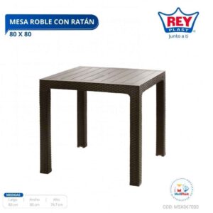 MESA ROBLE C/ RATAN 80 X 80