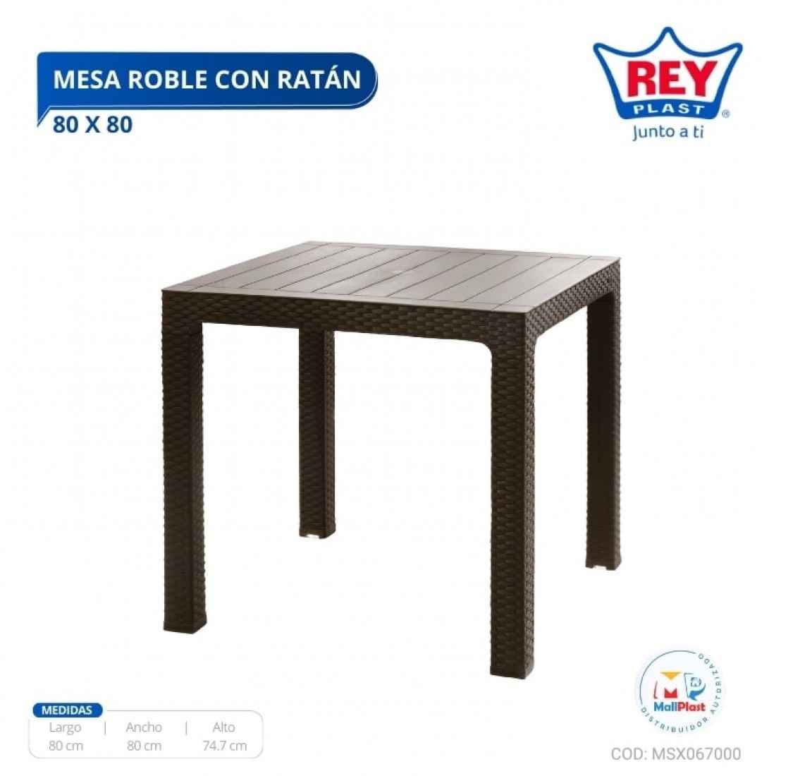 MESA ROBLE C/ RATAN 80 X 80
