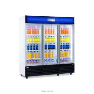 VISICOOLER DE 3 PUERTAS DE VIDRIO VERTICAL  ILUMI BC-15003FC 1500LTS FAN COOLING
