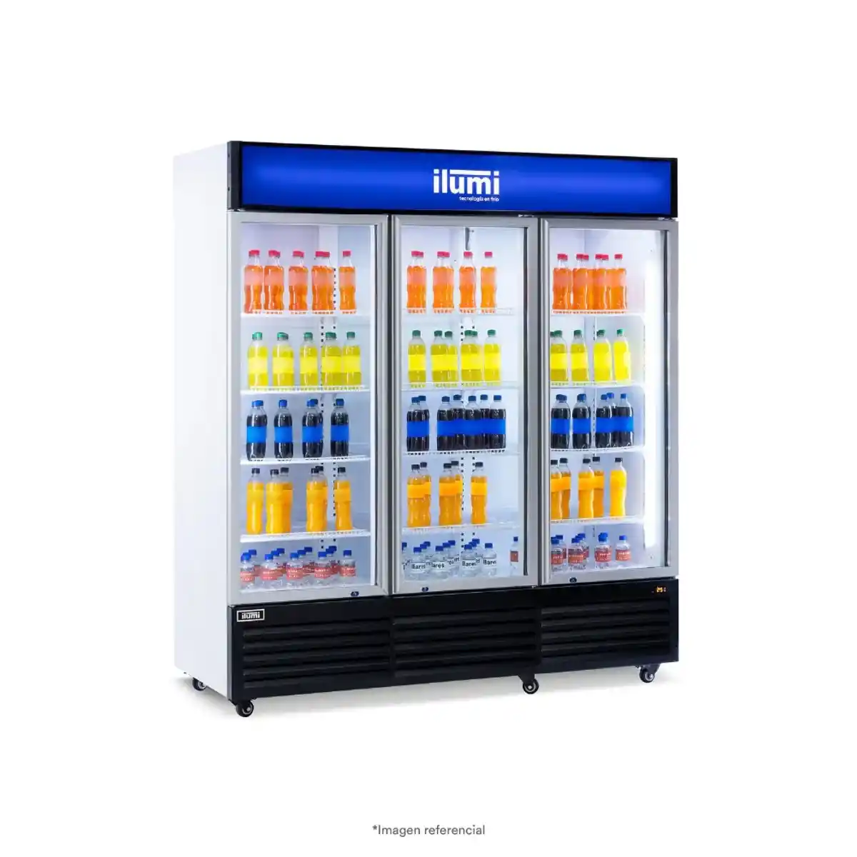 VISICOOLER DE 3 PUERTAS DE VIDRIO VERTICAL ILUMI BC-15003FC 1500LTS FAN COOLING