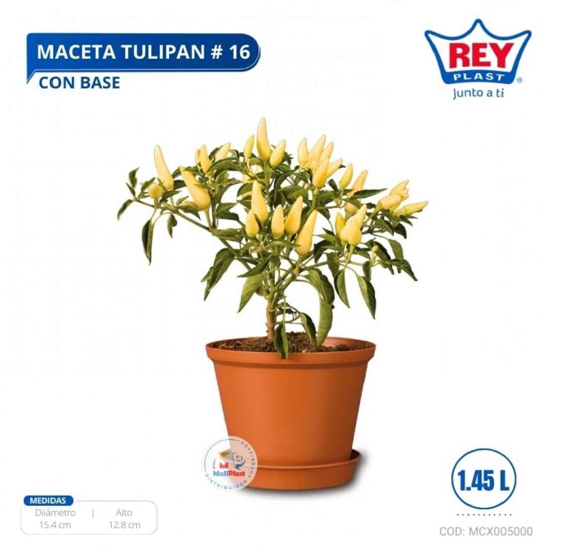 MACETA TULIPAN # 16 C/ BASE