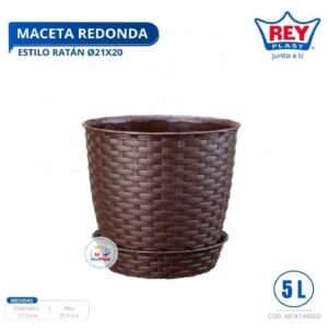 MACETA REDONDA ESTILO RATAN Ø21X20 CM