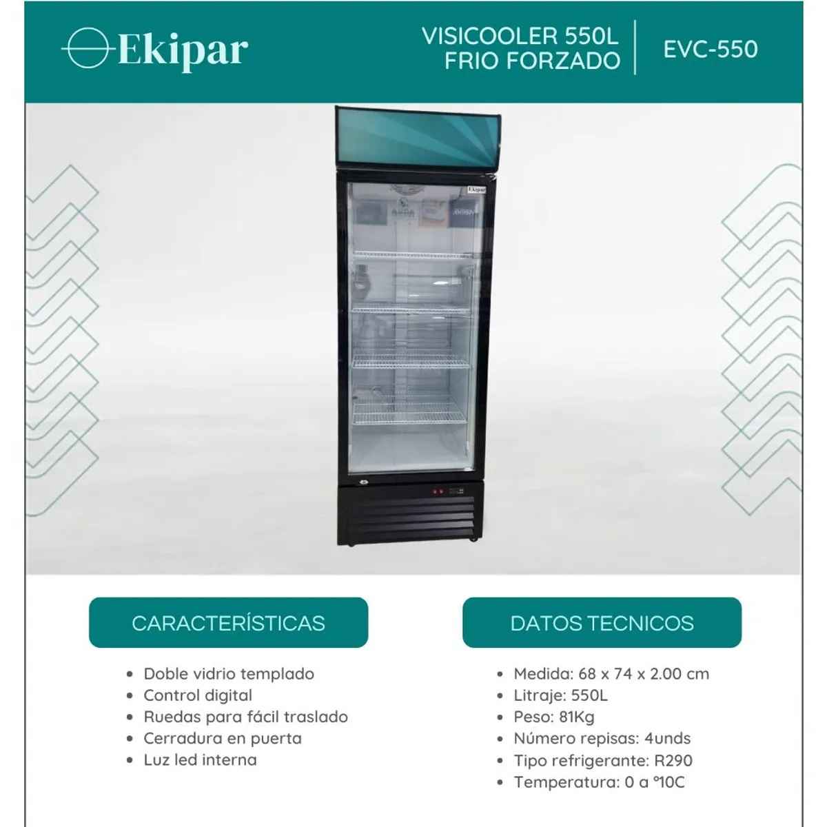 VISICOOLER 550L FRIO FORZADO PANORAMICO