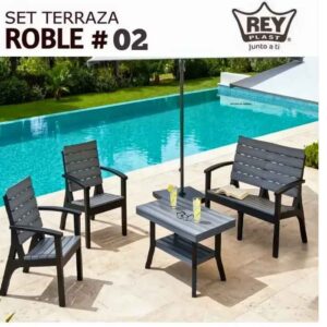 SET ROBLE # 02 (SILLON 1 CUERPO X 2 + SILLON 2 CUERPOS + MESA CENTRO ROBLE)