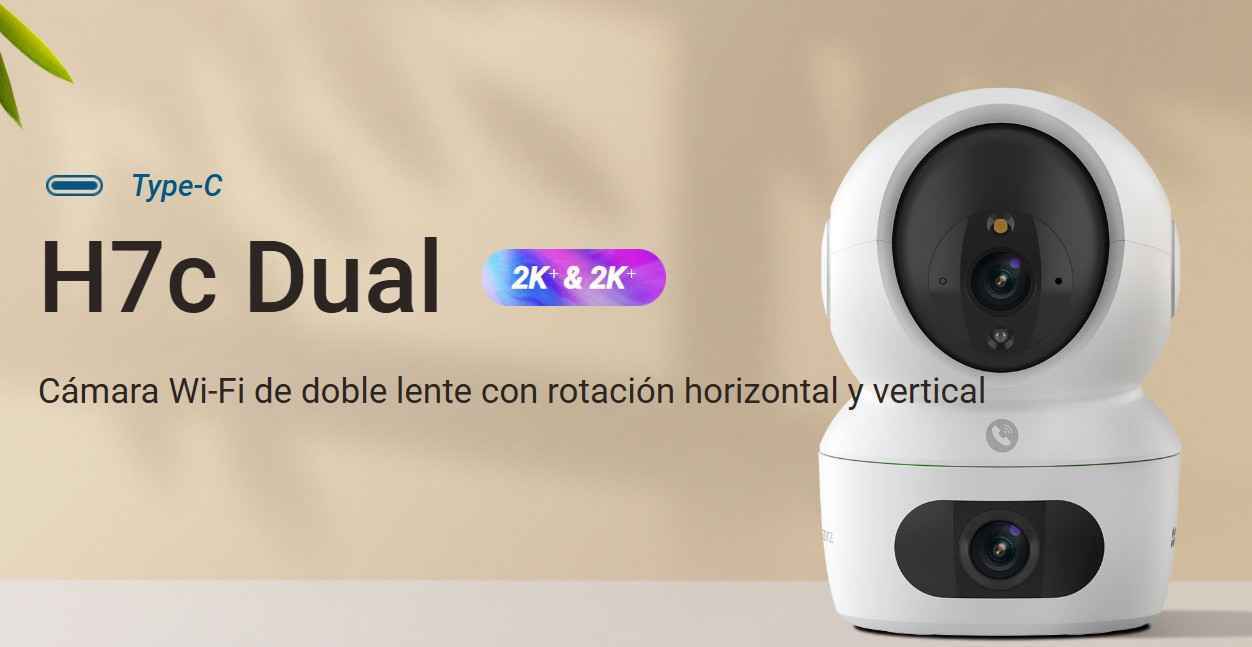 CAM IP PT EZVIZ LENTE DUAL INTERIOR 8MP WIFI LENTE 2.8 +6MM CS-H7C-R101-8H44WF