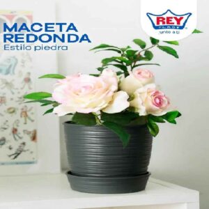 MACETA REDONDA ESTILO PIEDRA Ø14X13 CM