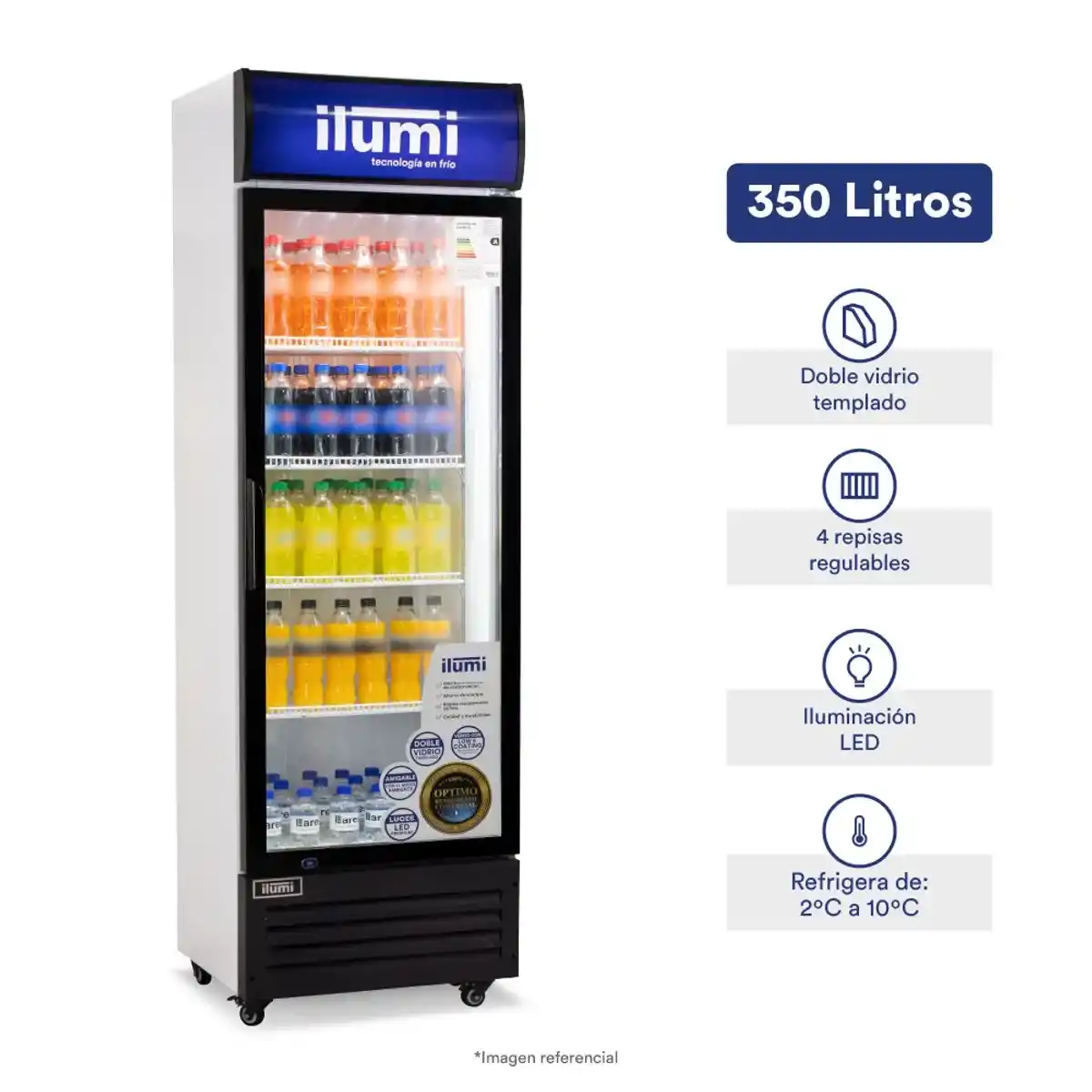 VISICOOLER PUERTA VIDRIO VERTICAL ILUMI BC-3500 350LTS - Imagen 2