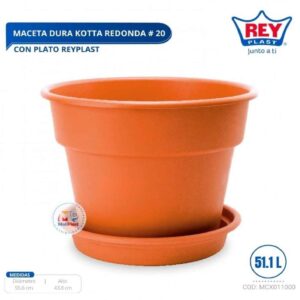 MACETA DURA KOTTA REDONDA # 20 C/ PLATO