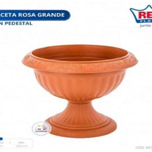 MACETA ROSA GRANDE CON PEDESTAL