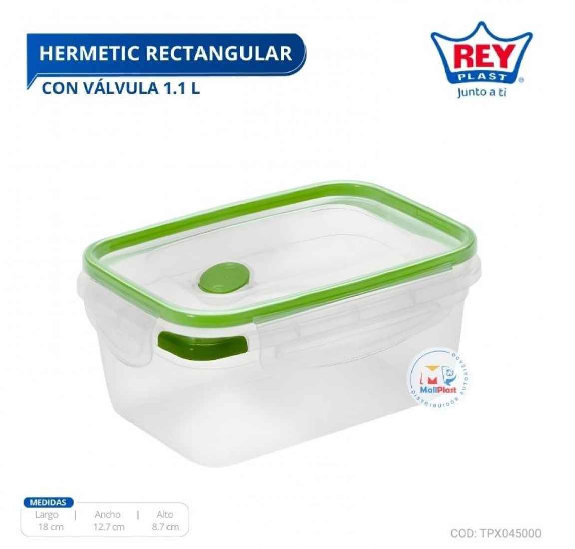 HERMETIC RECTANGULAR C/ VALVULA 1.1 L